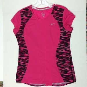 Nike Womens Dri Fit Running Top Pink Camo